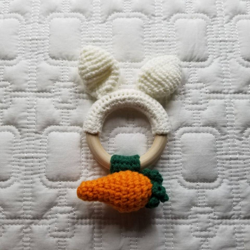Carrot & Bunny Hand Crochet Rattle