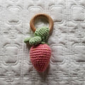 Strawberry Hand Crochet Cotton Rattle - Pink & Red