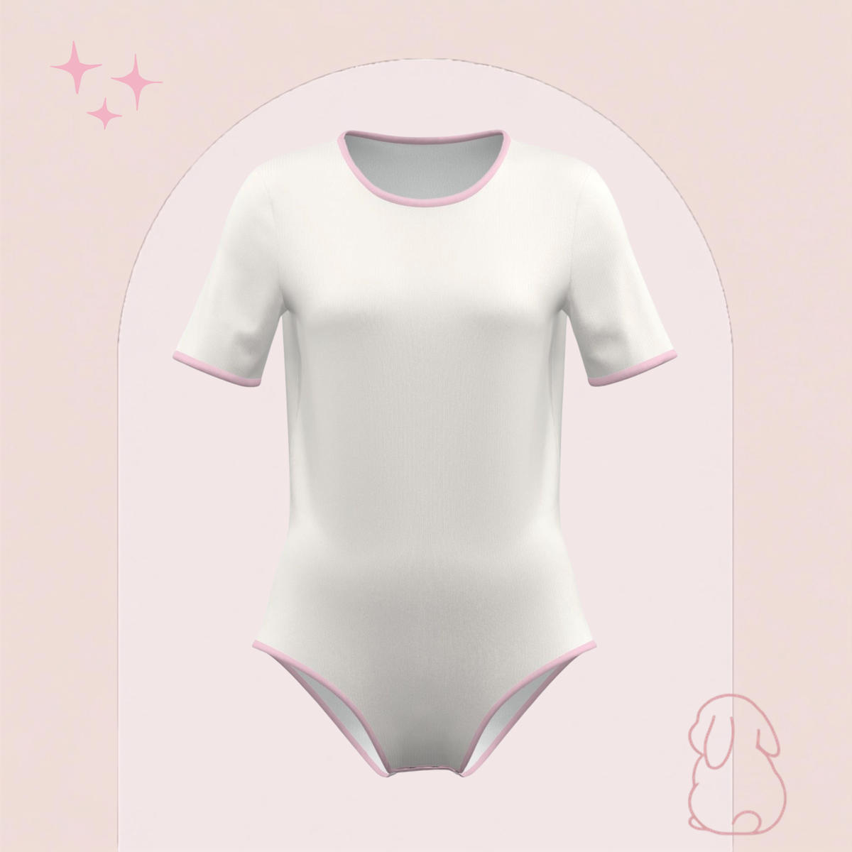 SinnySuit Basics - Pink & Cream Bodysuit
