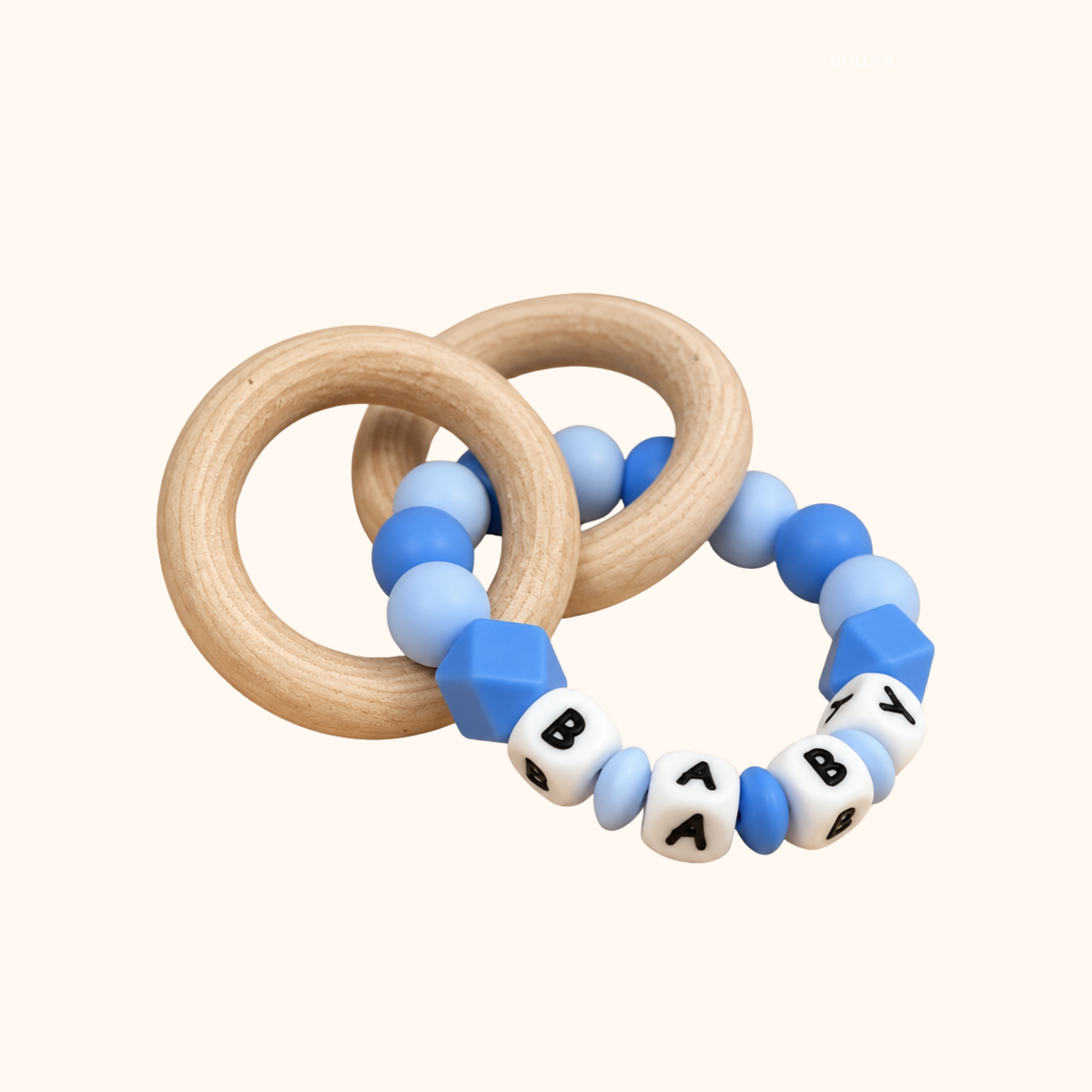 Adult Rattle Teether | "BABY" Silicone Bead Wooden Sensory Toy