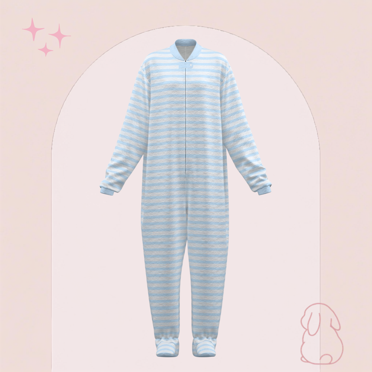 Signature Blue Stripes Adult Footed Sleeper