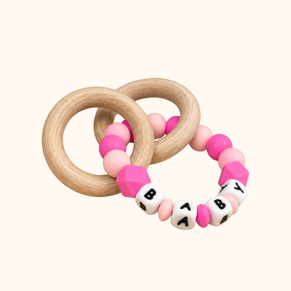 Adult Rattle Teether | "BABY" Silicone Bead Wooden Sensory Toy