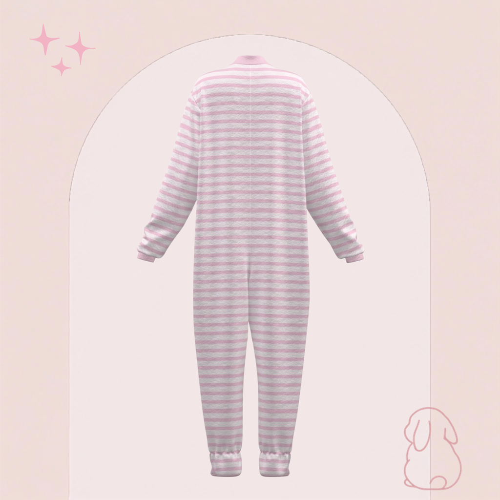 Signature Pink Stripes Adult Footed Sleeper