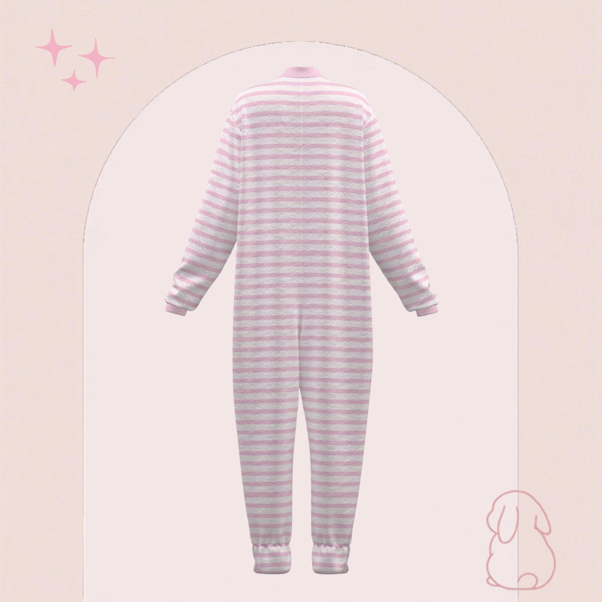 Signature Pink Stripes Adult Footed Sleeper