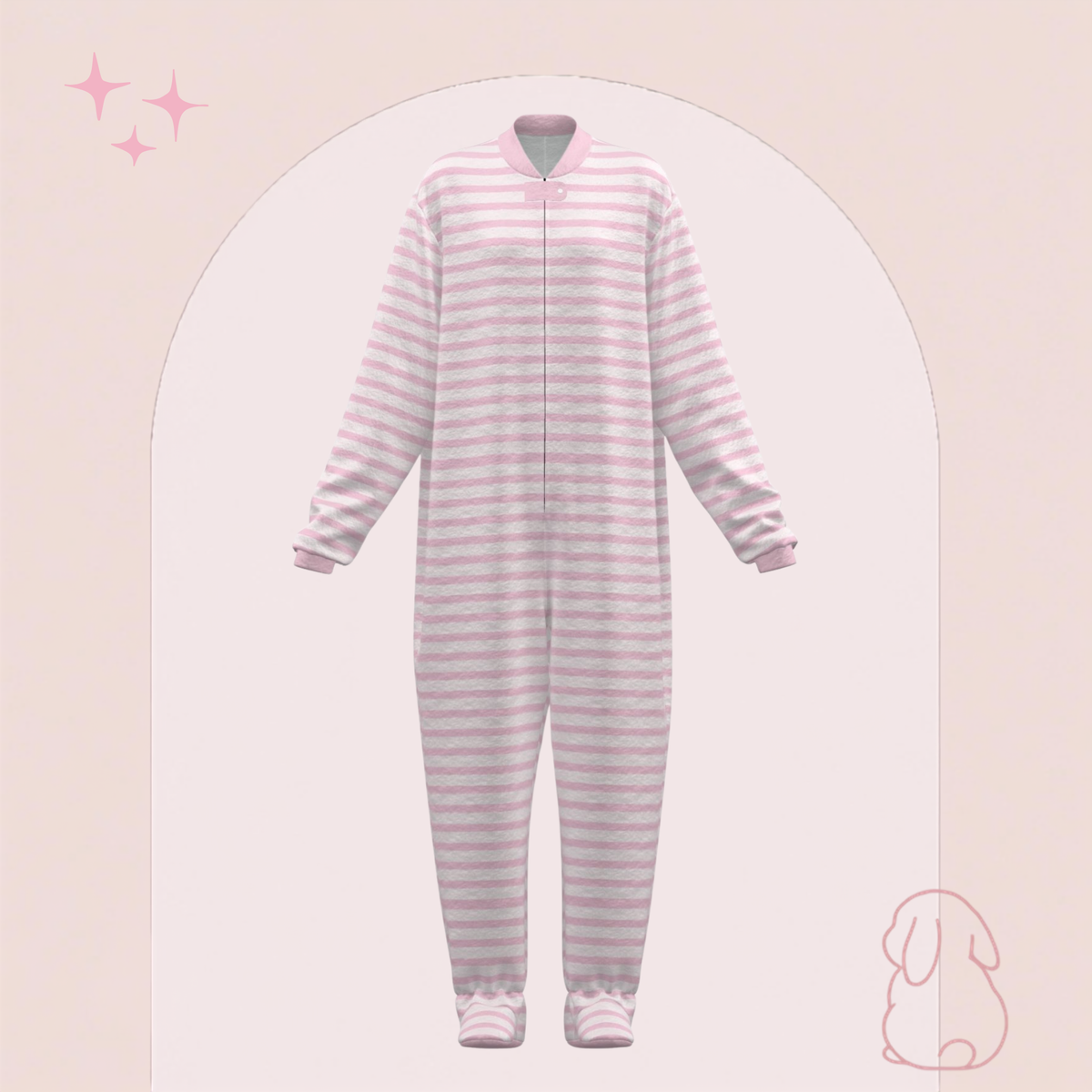 Signature Pink Stripes Adult Footed Sleeper